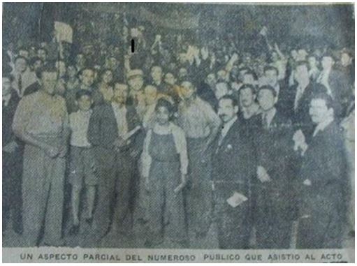 Público en el acto de proclamación de candidatos del Partido Laborista en
Pergamino, 19 de febrero de 1946